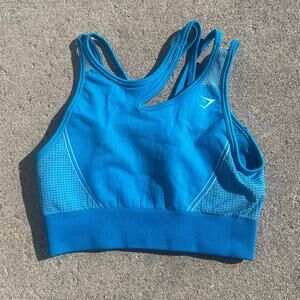 Gymshark Ultra Seamless Strappy Sports Bra Blue Color M Athleisure